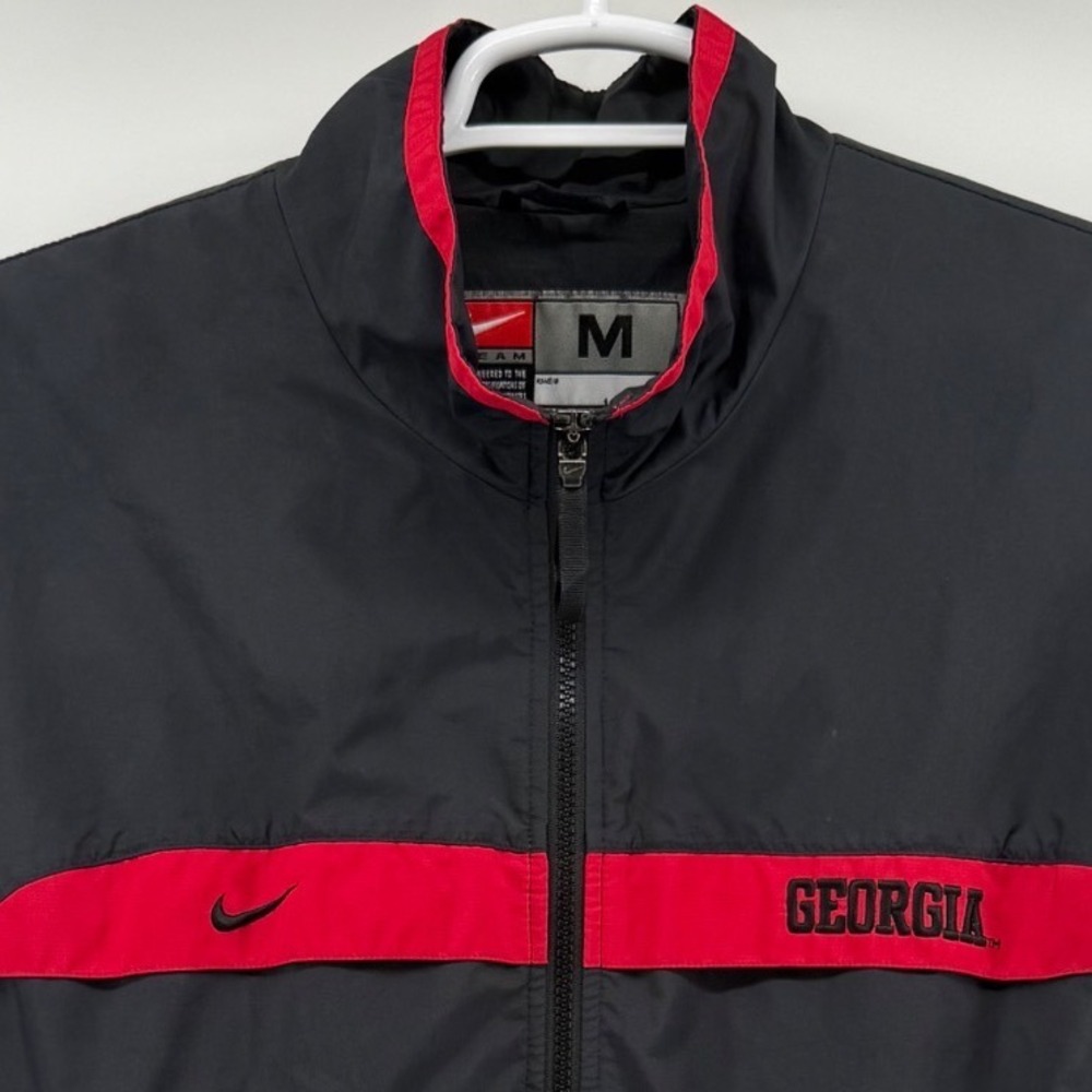 Nike Team‎ Georgia Bulldogs Windbreaker Jacket Mens Medium Black Red Full Zip